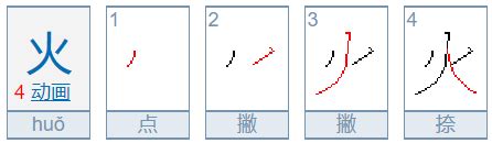 火的笔顺正确写法 3