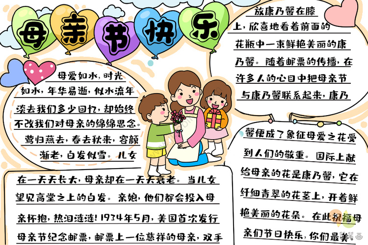 母亲节主题手抄报创意内容 1