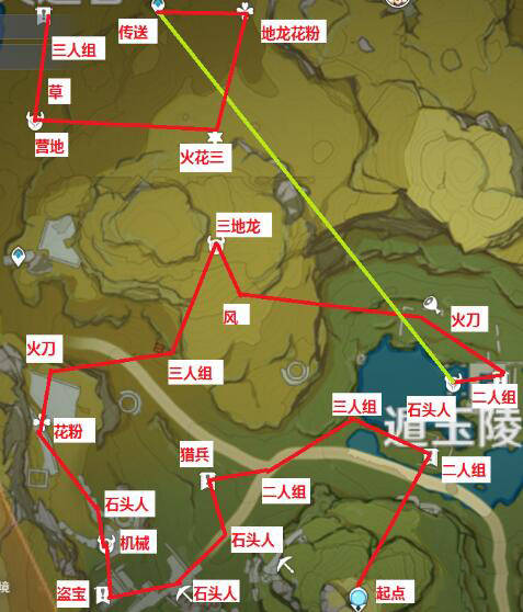 原神士官徽记高效采集路线规划 1