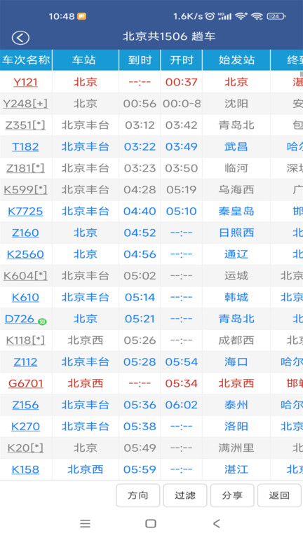 铁路12306路路通列车时刻表 1